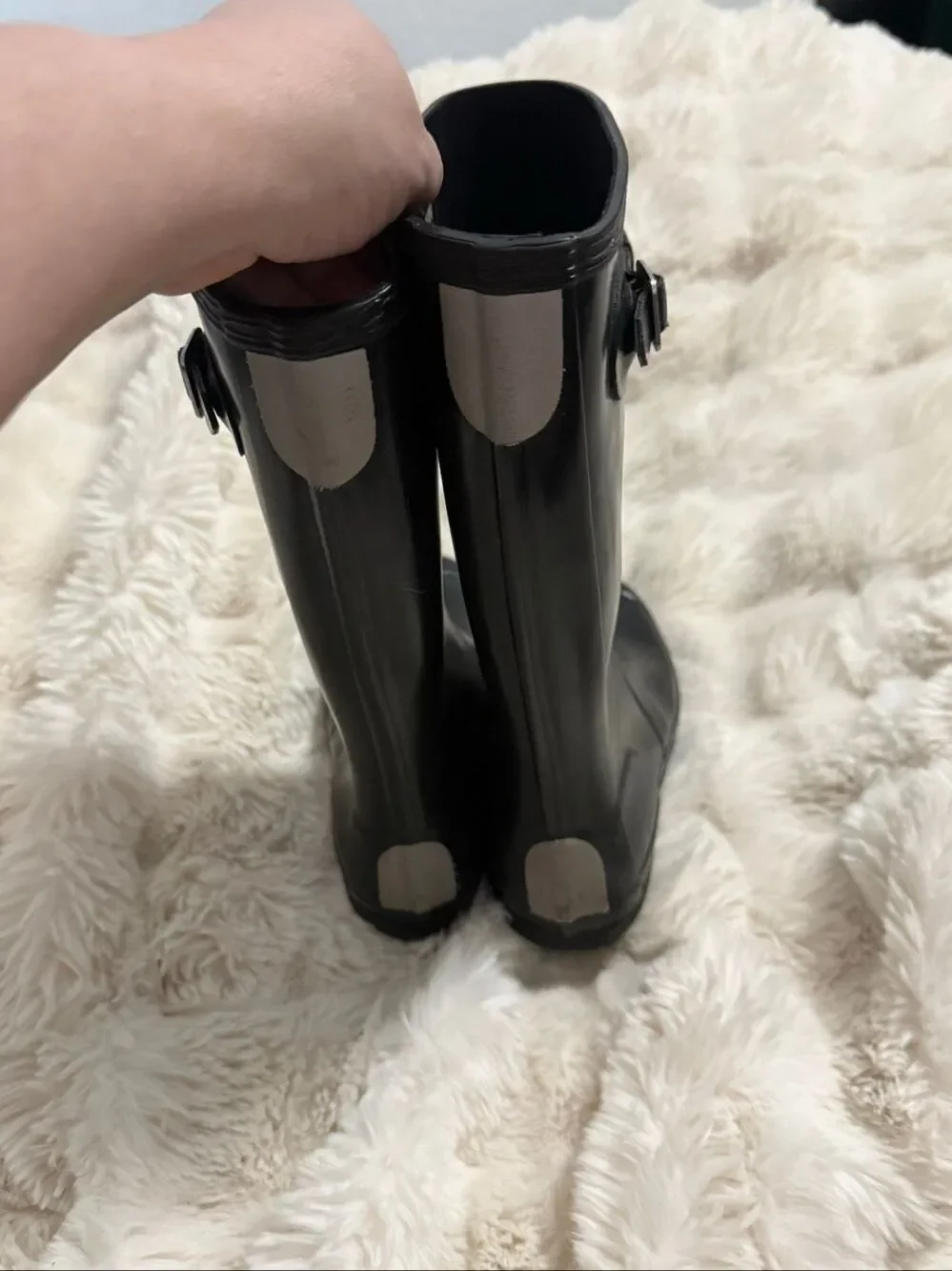 Hunter Big Kids Original Gloss Black Rubber Rain Boots Size 3 Waterproof